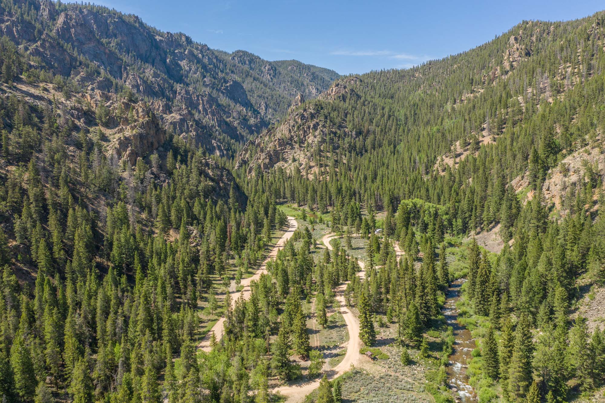 Drone view of Spring Creek Canyon in Almont